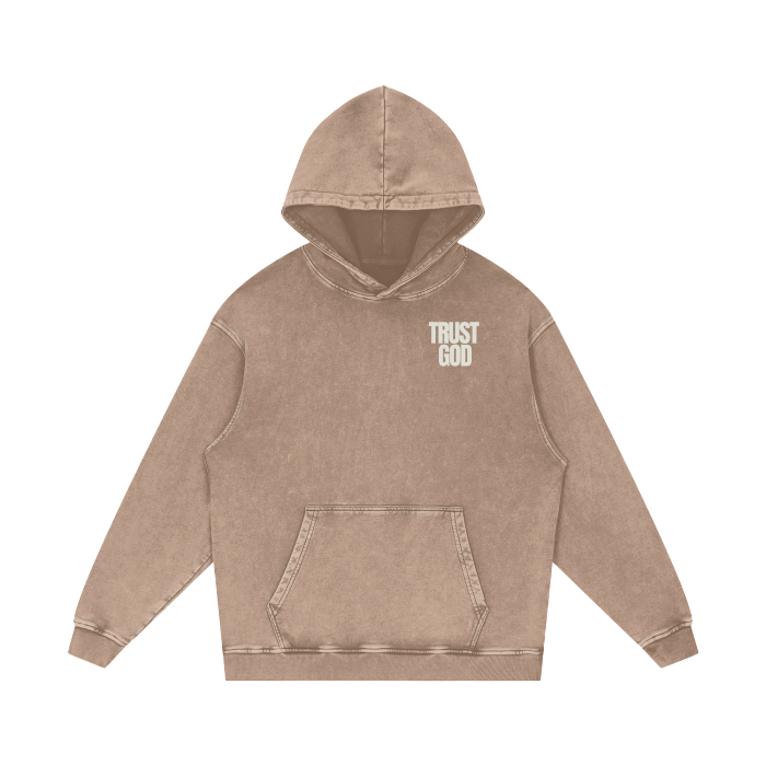 Trust God Acid Wash Oversize Hoodie