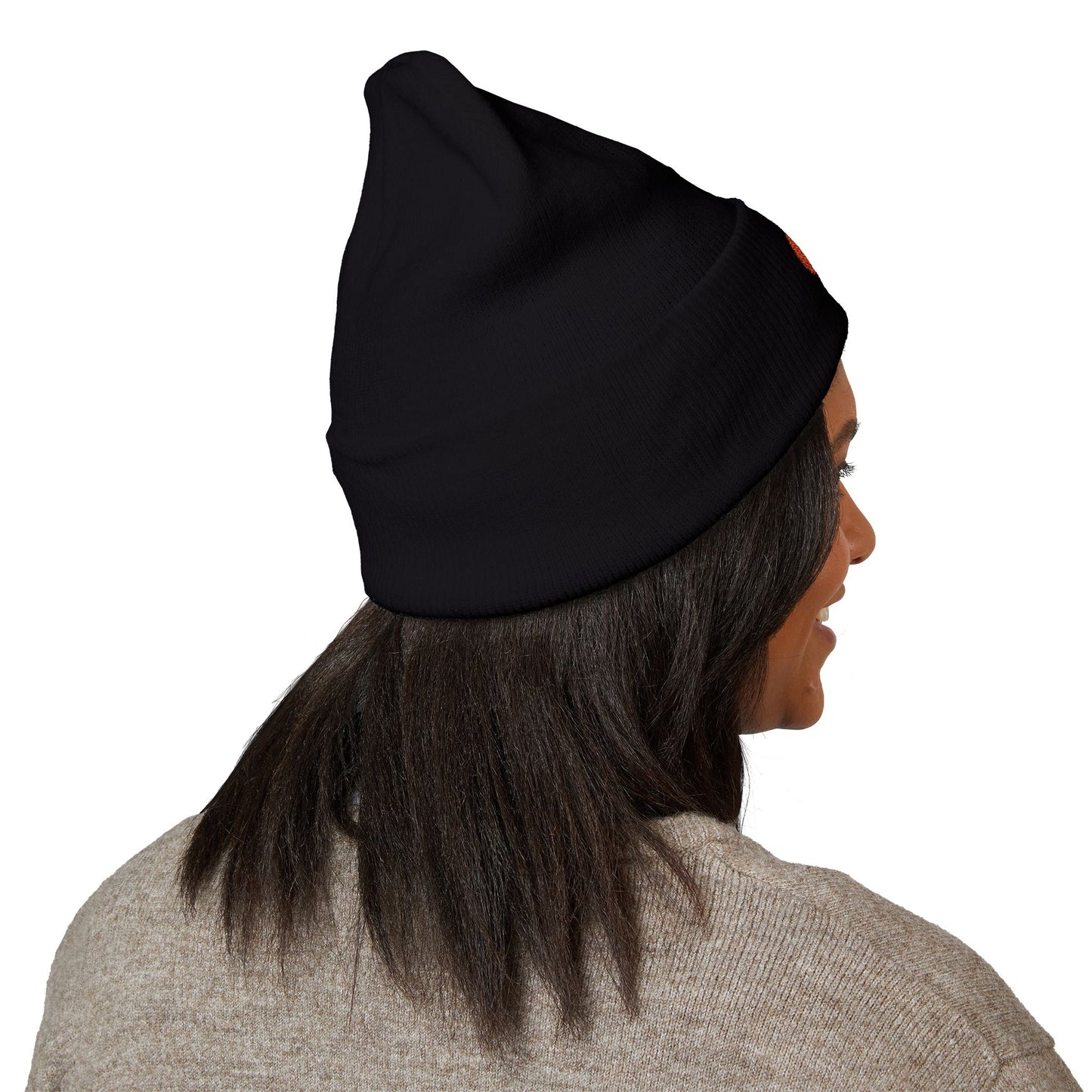 Clementine Embroidered Classic Cuffed Beanie with Orange Design - Cozy Winter Accessory