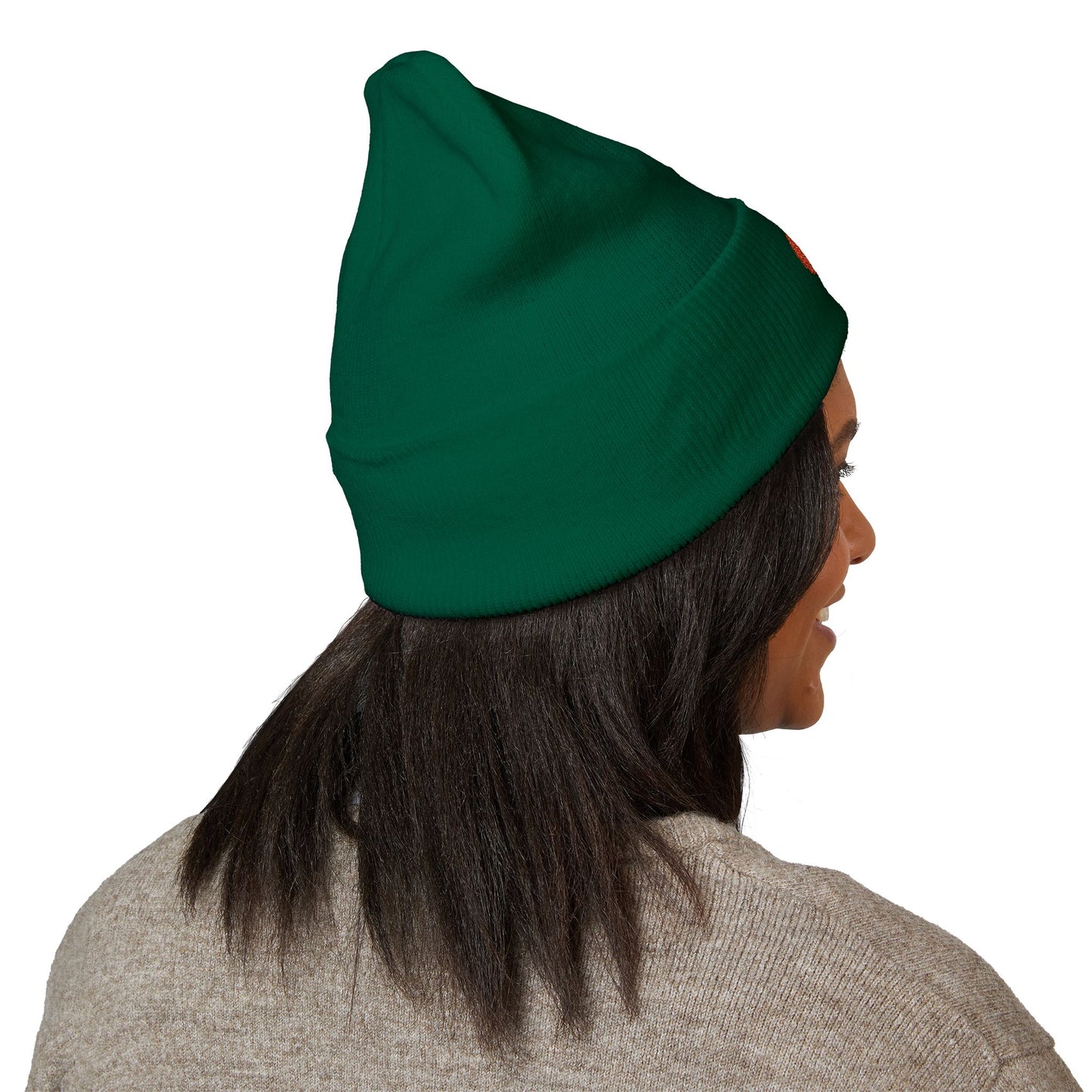 Clementine Embroidered Classic Cuffed Beanie with Orange Design - Cozy Winter Accessory