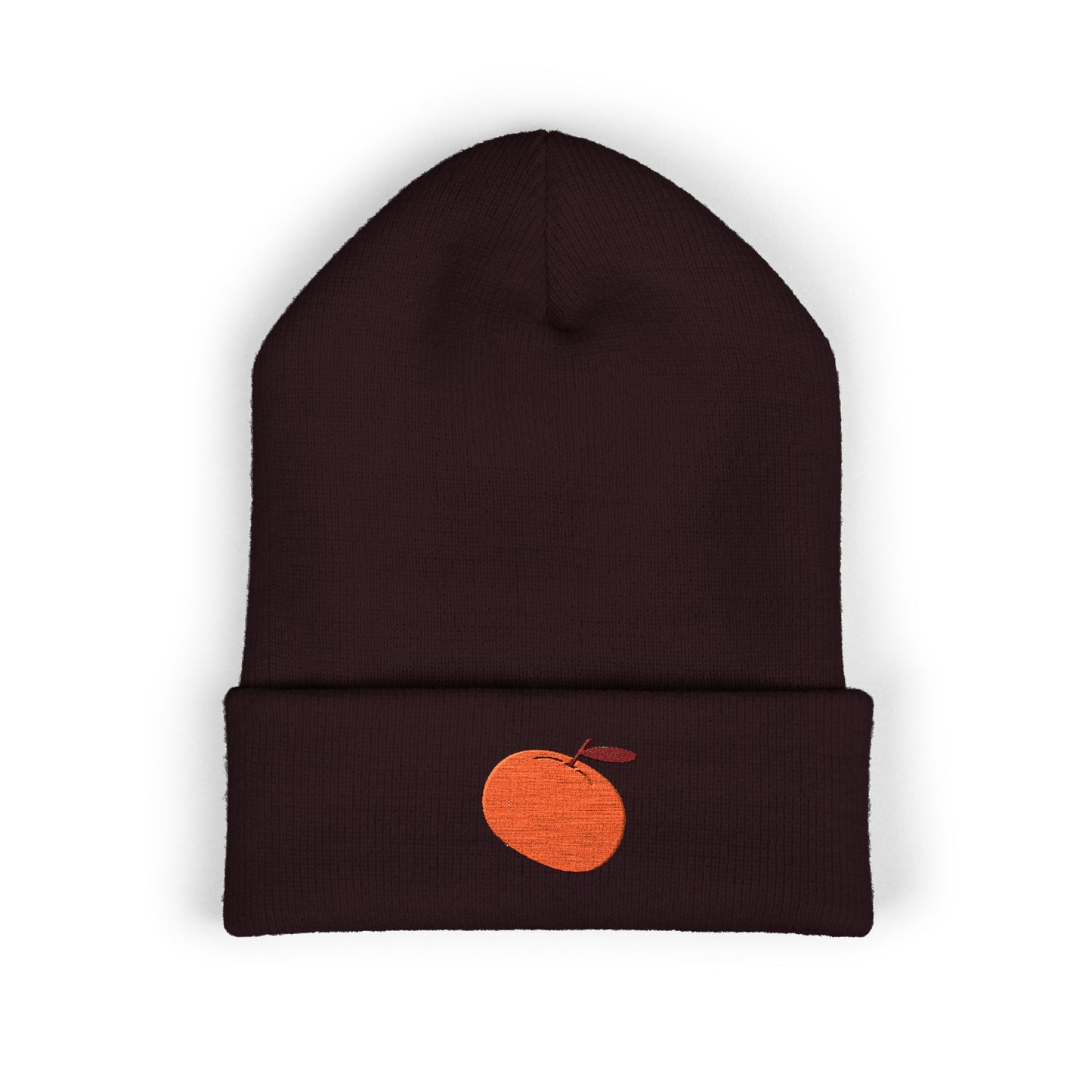 Clementine Embroidered Classic Cuffed Beanie with Orange Design - Cozy Winter Accessory