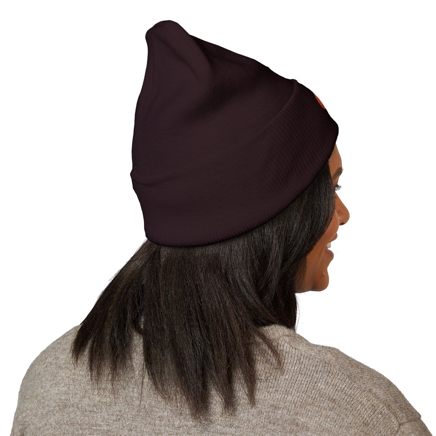 Clementine Embroidered Classic Cuffed Beanie with Orange Design - Cozy Winter Accessory