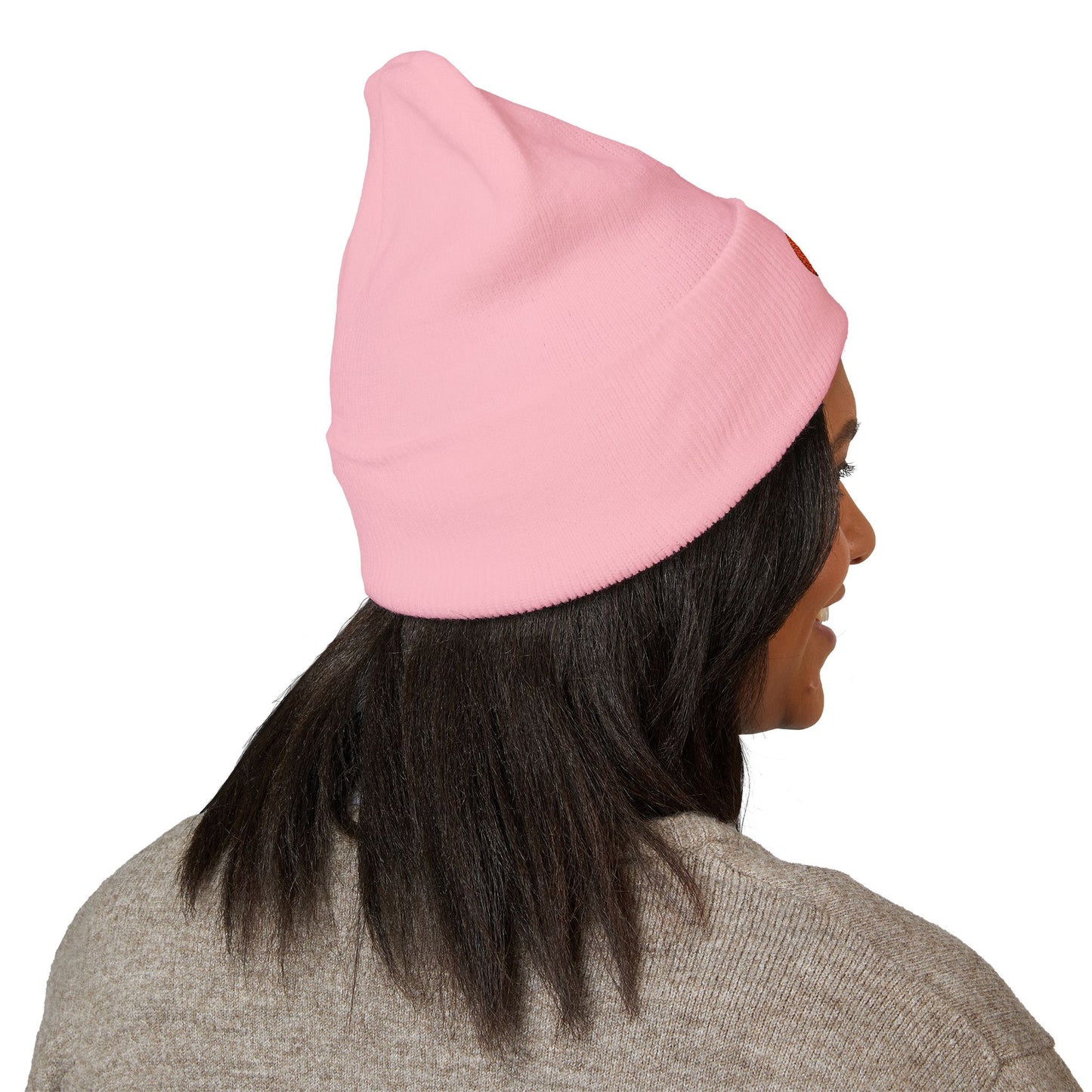 Clementine Embroidered Classic Cuffed Beanie with Orange Design - Cozy Winter Accessory