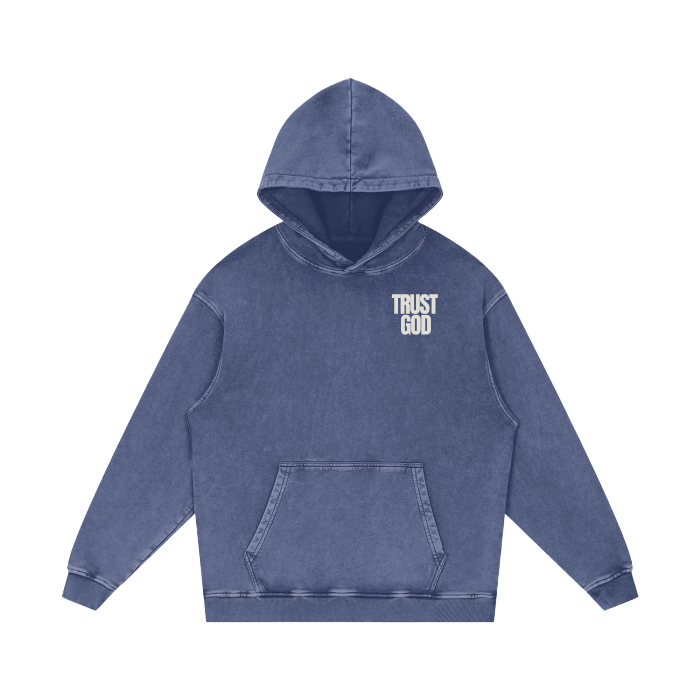 Trust God Acid Wash Oversize Hoodie