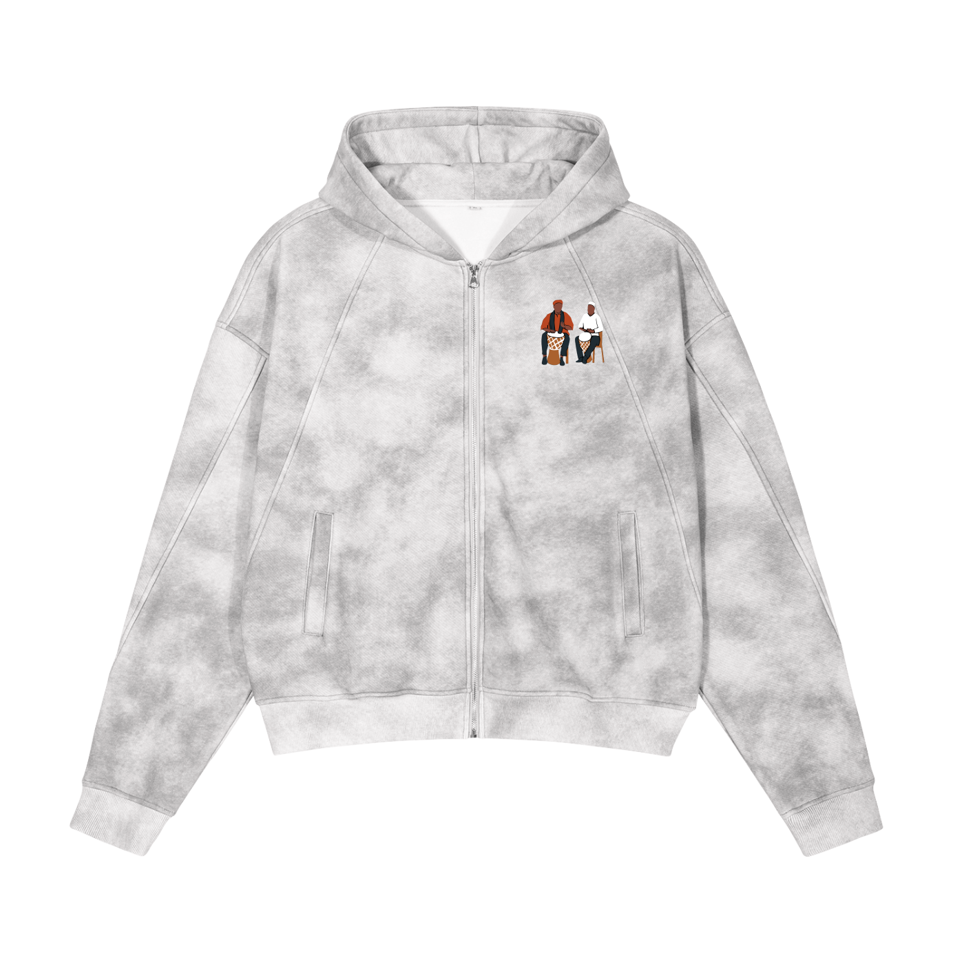 Drummers Dirty Washed Boxy Zip-up Fleece Hoodie