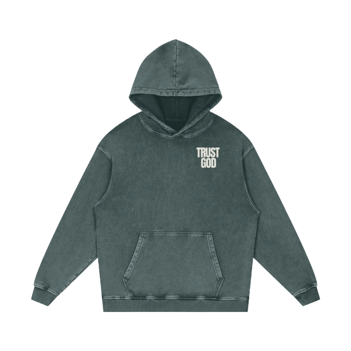 Trust God Acid Wash Oversize Hoodie