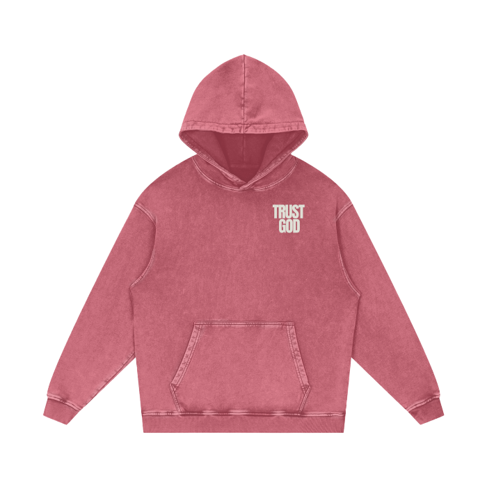 Trust God Acid Wash Oversize Hoodie