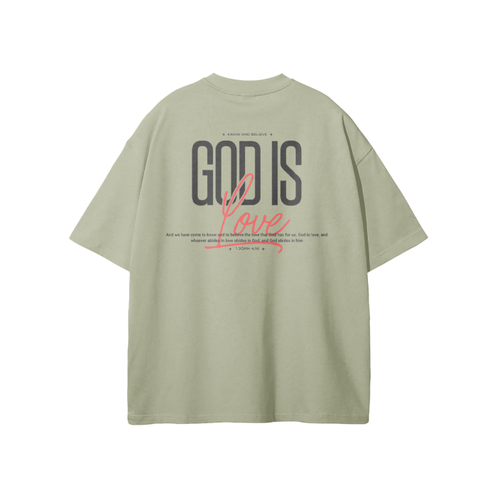 GOD IS LOVE Streetwear Unisex Earth Tone Heavyweight Loose Fit FOG T-Shirt