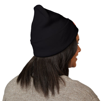 Clementine Embroidered Classic Cuffed Beanie with Orange Design - Cozy Winter Accessory