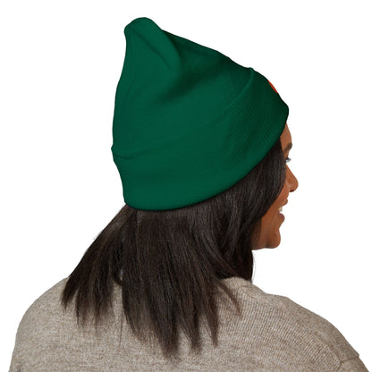 Clementine Embroidered Classic Cuffed Beanie with Orange Design - Cozy Winter Accessory