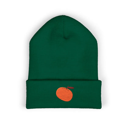 Clementine Embroidered Classic Cuffed Beanie with Orange Design - Cozy Winter Accessory