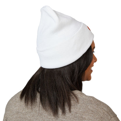 Clementine Embroidered Classic Cuffed Beanie with Orange Design - Cozy Winter Accessory