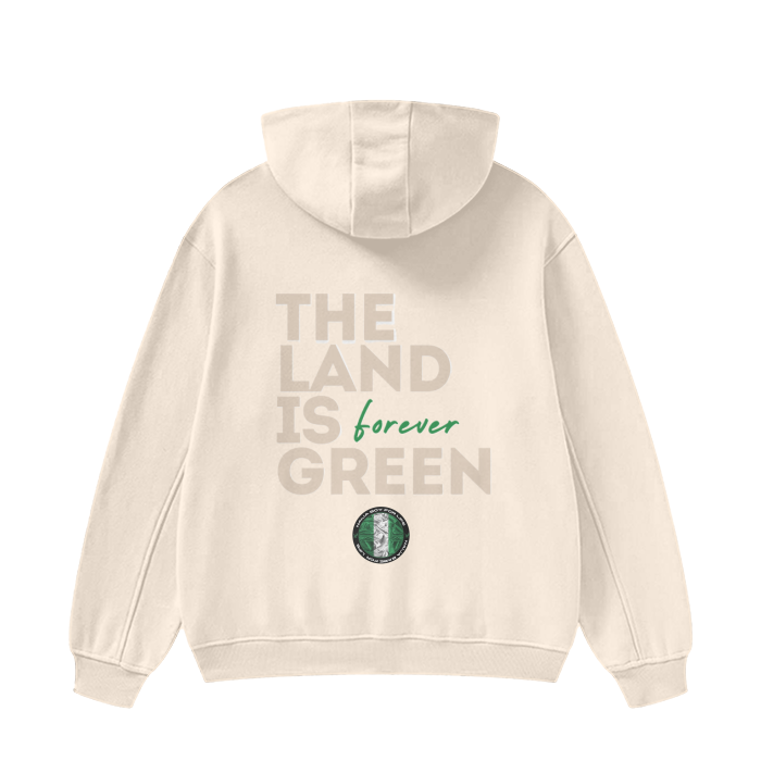 The land is forever green High Neck Insulated FOG Solid Color Fleece Hoodie