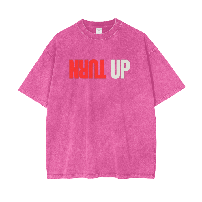 Turn up Stay up Acid Wash Oversize T-Shirt