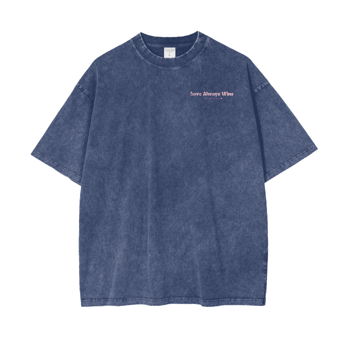 XOXO Acid Wash Oversize T-Shirt - 250 GSM