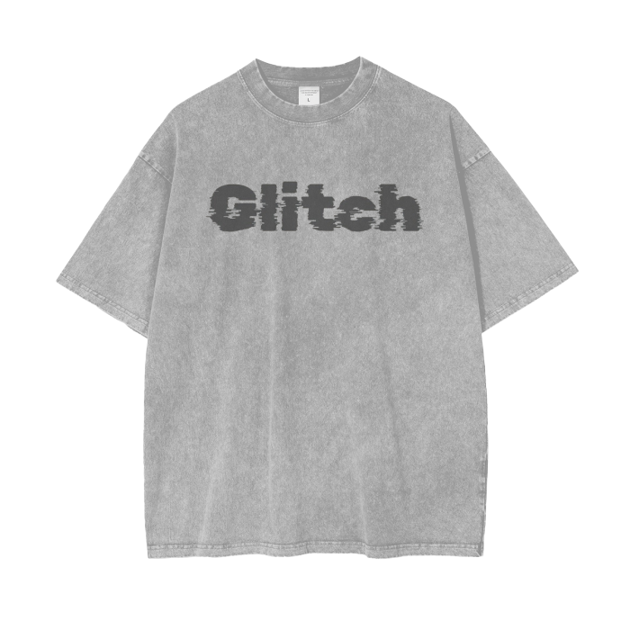 Glitch Acid Wash Oversize T-Shirt