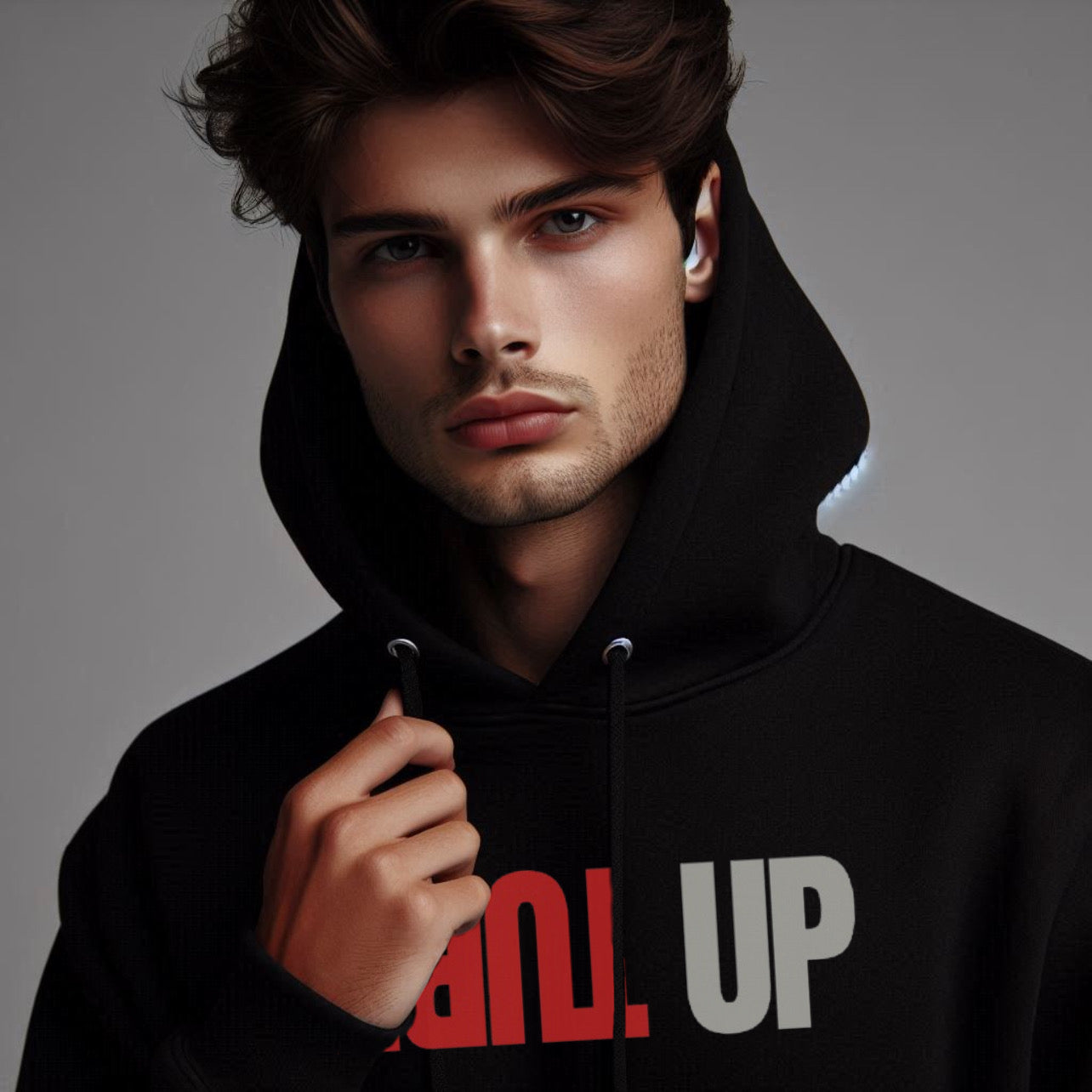 Turn up Stay up High Neck Insulated FOG Solid Color Fleece Hoodie