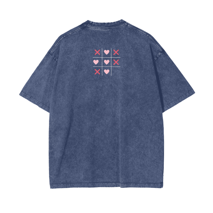 XOXO Acid Wash Oversize T-Shirt - 250 GSM