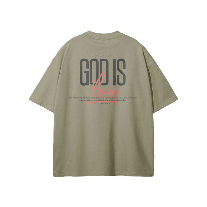 GOD IS LOVE Streetwear Unisex Earth Tone Heavyweight Loose Fit FOG T-Shirt