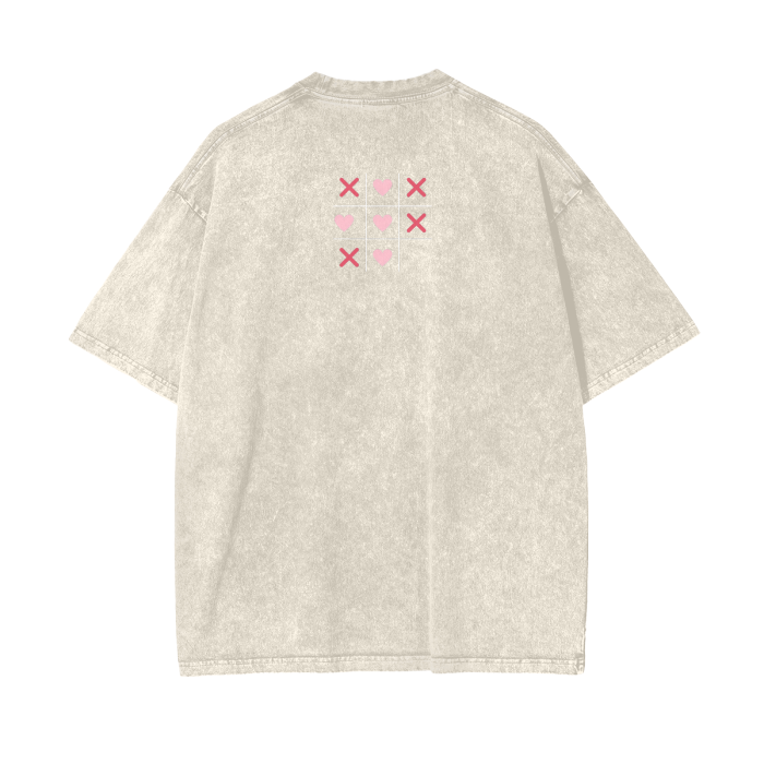 XOXO Acid Wash Oversize T-Shirt - 250 GSM