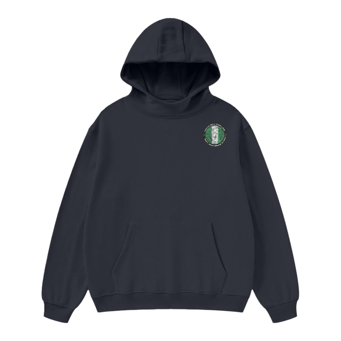 The land is forever green High Neck Insulated FOG Solid Color Fleece Hoodie