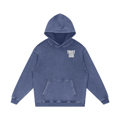 Trust God Acid Wash Oversize Hoodie