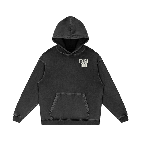 Trust God Acid Wash Oversize Hoodie
