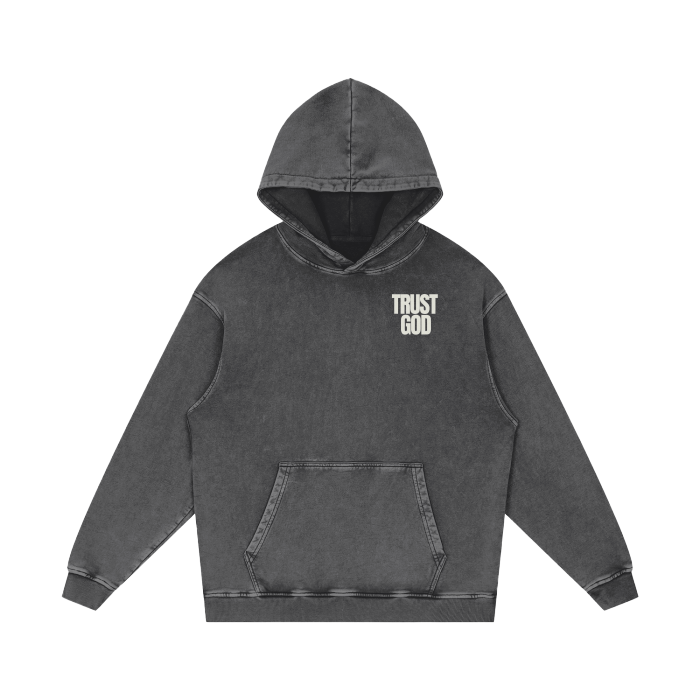 Trust God Acid Wash Oversize Hoodie