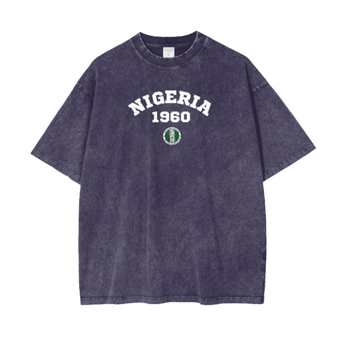 Nigeria 1960 NBFL Acid Wash Oversize T-Shirt - 250 GSM