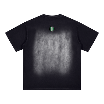 Lagos garage - Square Patch Monkey Washed Drop Shoulder T-Shirt
