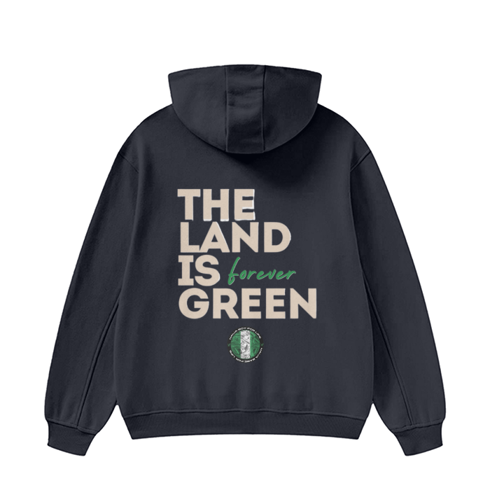 The land is forever green High Neck Insulated FOG Solid Color Fleece Hoodie