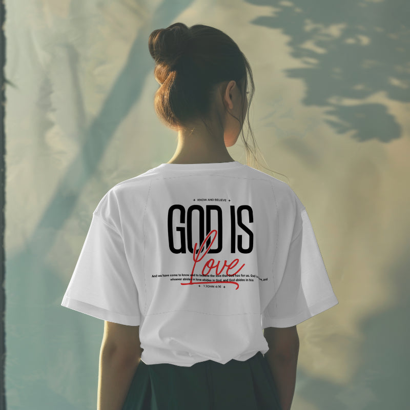 GOD IS LOVE Streetwear Unisex Earth Tone Heavyweight Loose Fit FOG T-Shirt