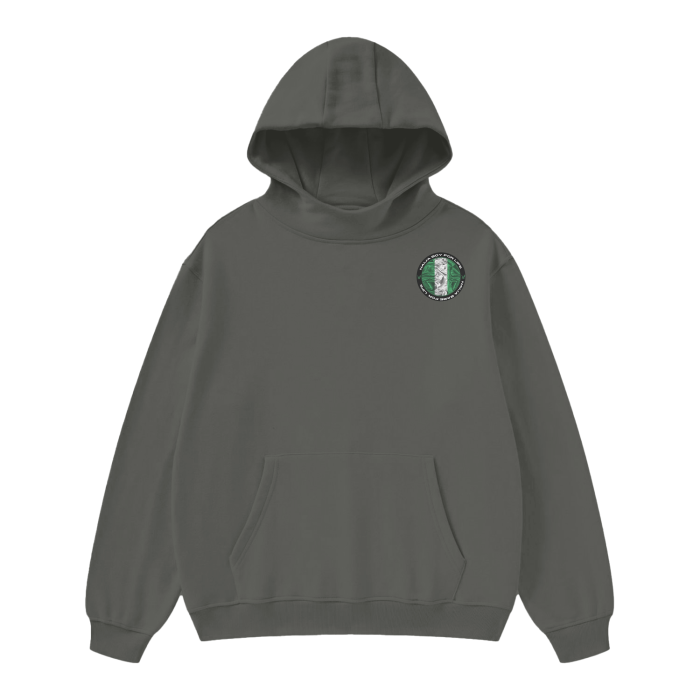 The land is forever green High Neck Insulated FOG Solid Color Fleece Hoodie