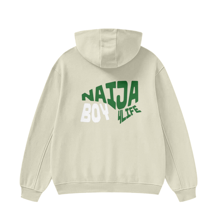 Naija Boy for life High Neck Insulated FOG Solid Color Fleece Hoodie - 385 GSM