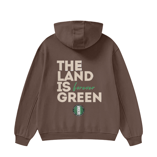 The land is forever green High Neck Insulated FOG Solid Color Fleece Hoodie