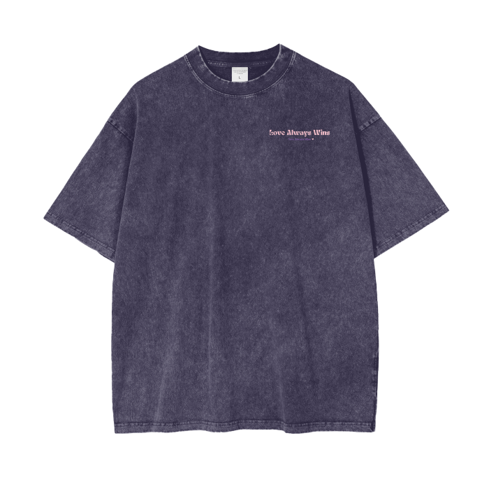 XOXO Acid Wash Oversize T-Shirt - 250 GSM