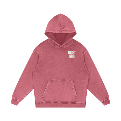 Trust God Acid Wash Oversize Hoodie