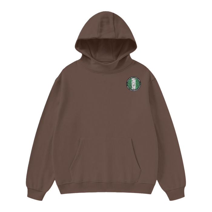 The land is forever green High Neck Insulated FOG Solid Color Fleece Hoodie