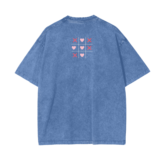 XOXO Acid Wash Oversize T-Shirt - 250 GSM