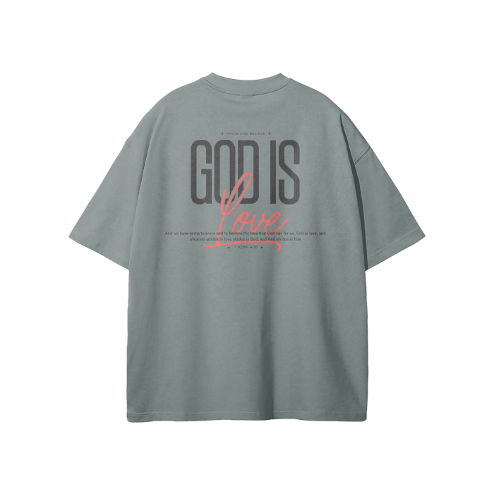 GOD IS LOVE Streetwear Unisex Earth Tone Heavyweight Loose Fit FOG T-Shirt