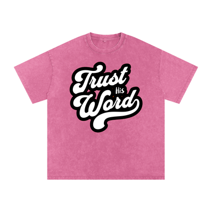 Trust his word Acid Wash Oversize T-Shirt