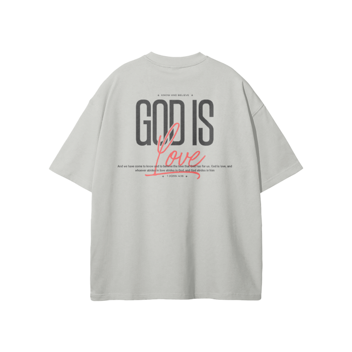 GOD IS LOVE Streetwear Unisex Earth Tone Heavyweight Loose Fit FOG T-Shirt