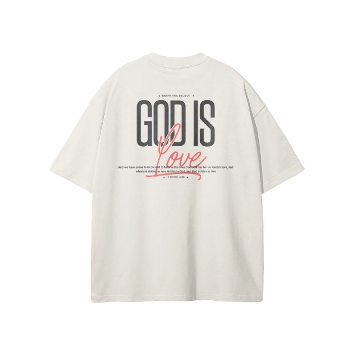 GOD IS LOVE Streetwear Unisex Earth Tone Heavyweight Loose Fit FOG T-Shirt